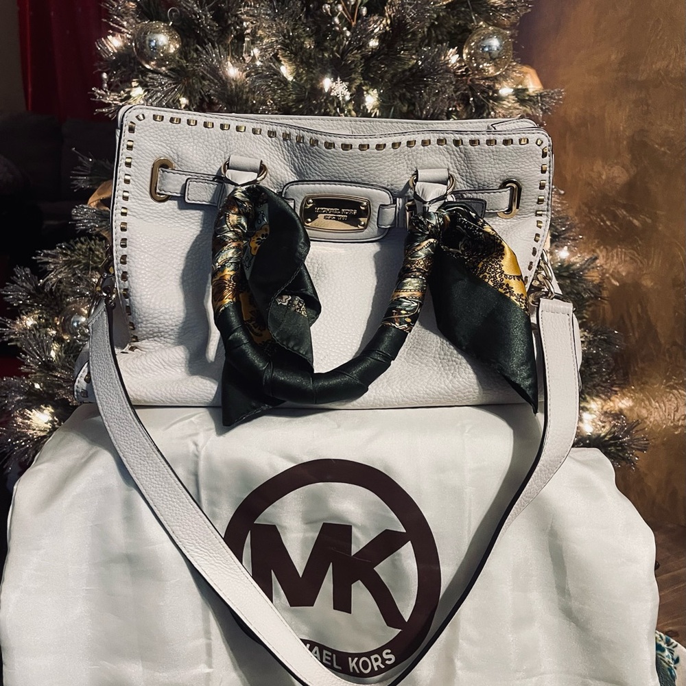 Michael Kors - Hamilton - White Satchel with Gold Studs